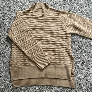XL SHEIN Camel Color Cable Knit Sweater